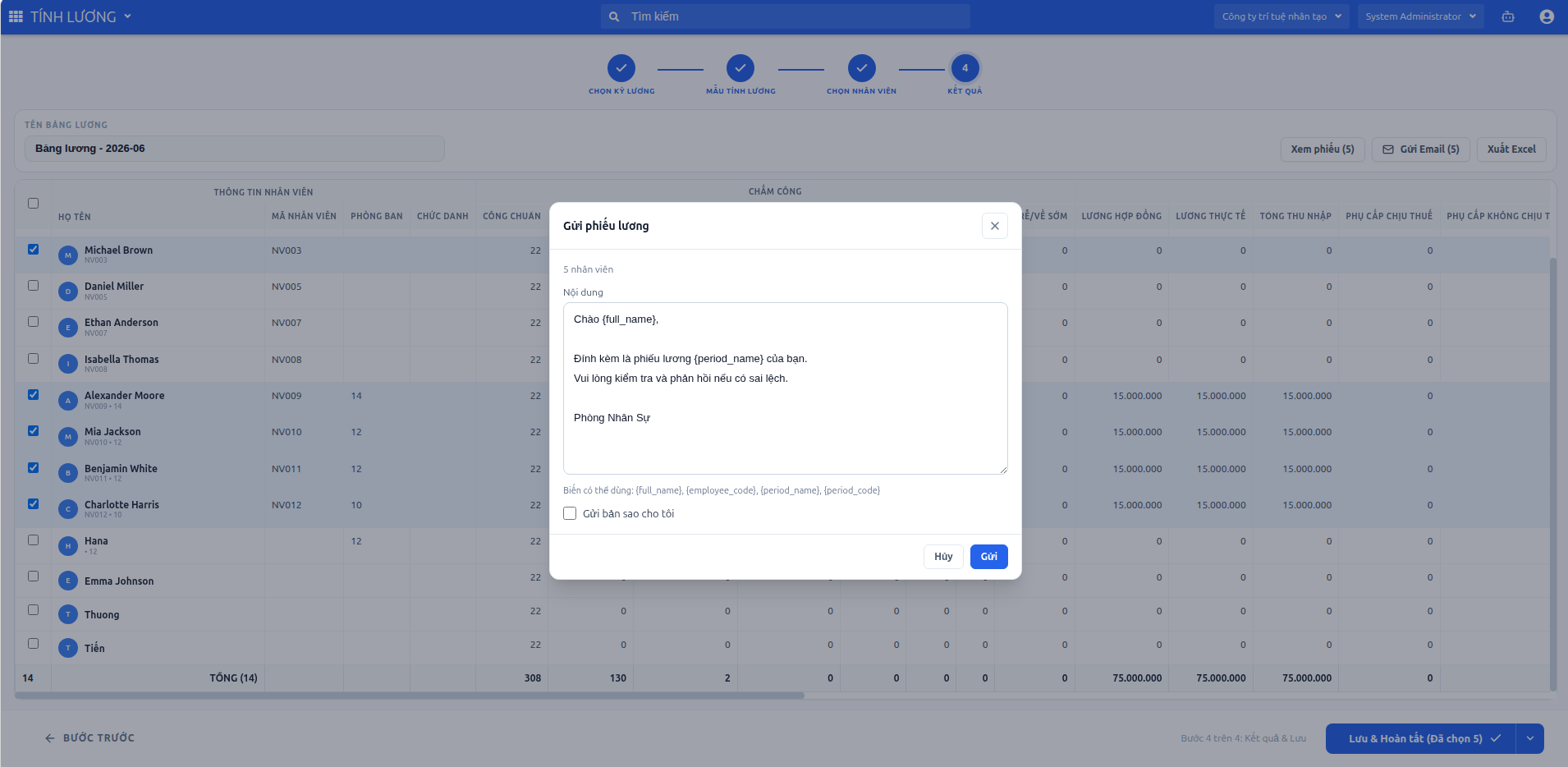 Gửi email nhiều nhân viên